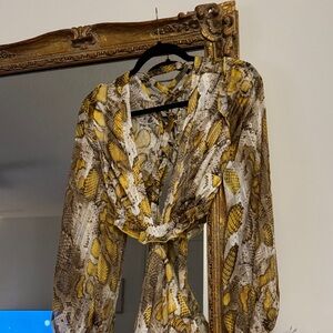 Yellow and Brown Snake Print Blouse